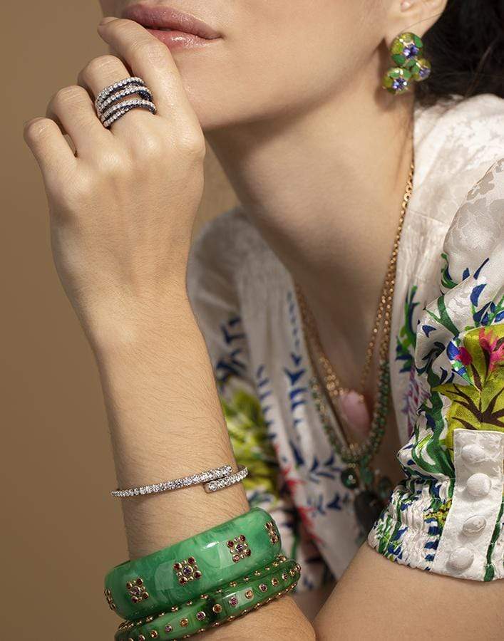 MELISSA KAYE-Lola Diamond Cuff Bracelet-WHITE GOLD