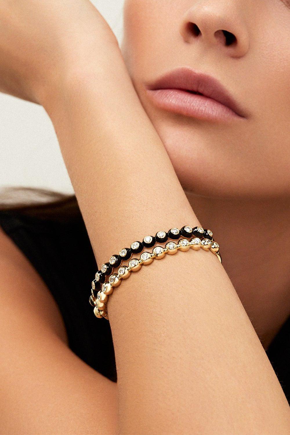 MELISSA KAYE-Audrey Hinged Bangle Bracelet-YELLOW GOLD