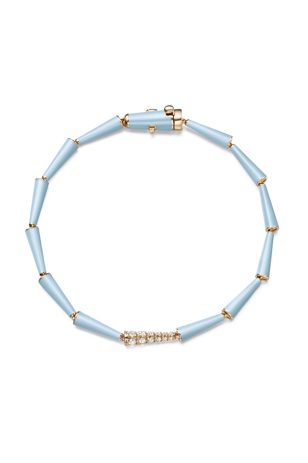 MELISSA KAYE-Pastel Blue Lola Linked Bracelet-YELLOW GOLD