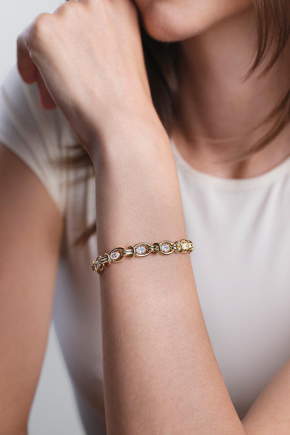 Diamond Oval Rocky Bracelet-YELLOW GOLD-JEWELRYFINE JEWELBRACELET O-MELISSA KAYE