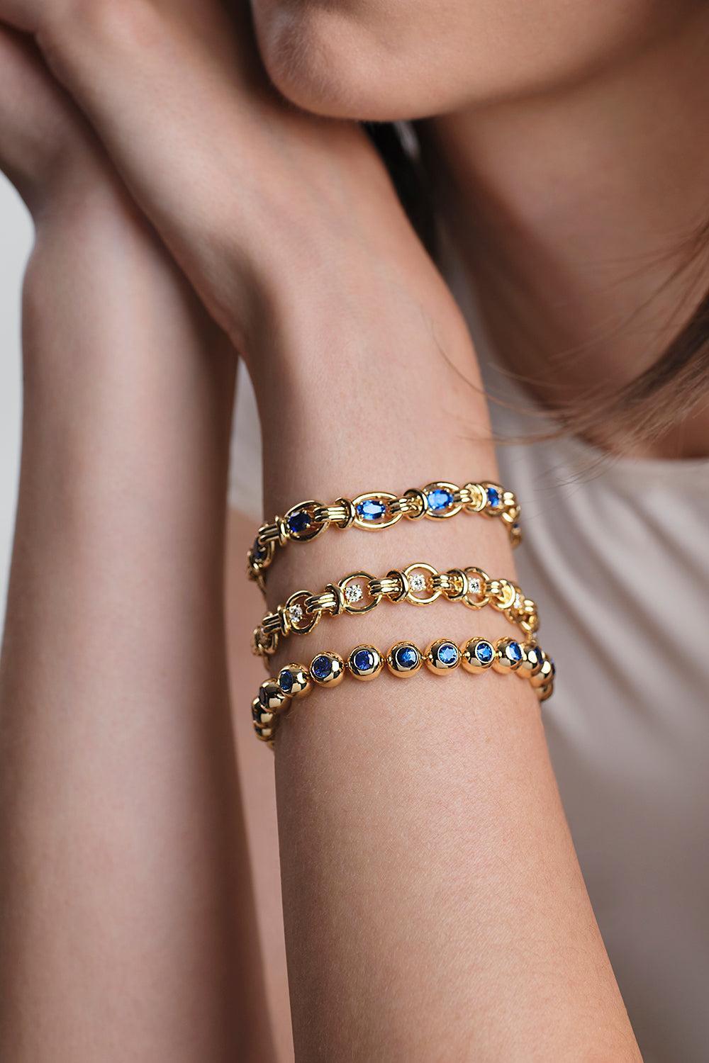 Diamond Oval Rocky Bracelet-YELLOW GOLD-JEWELRYFINE JEWELBRACELET O-MELISSA KAYE