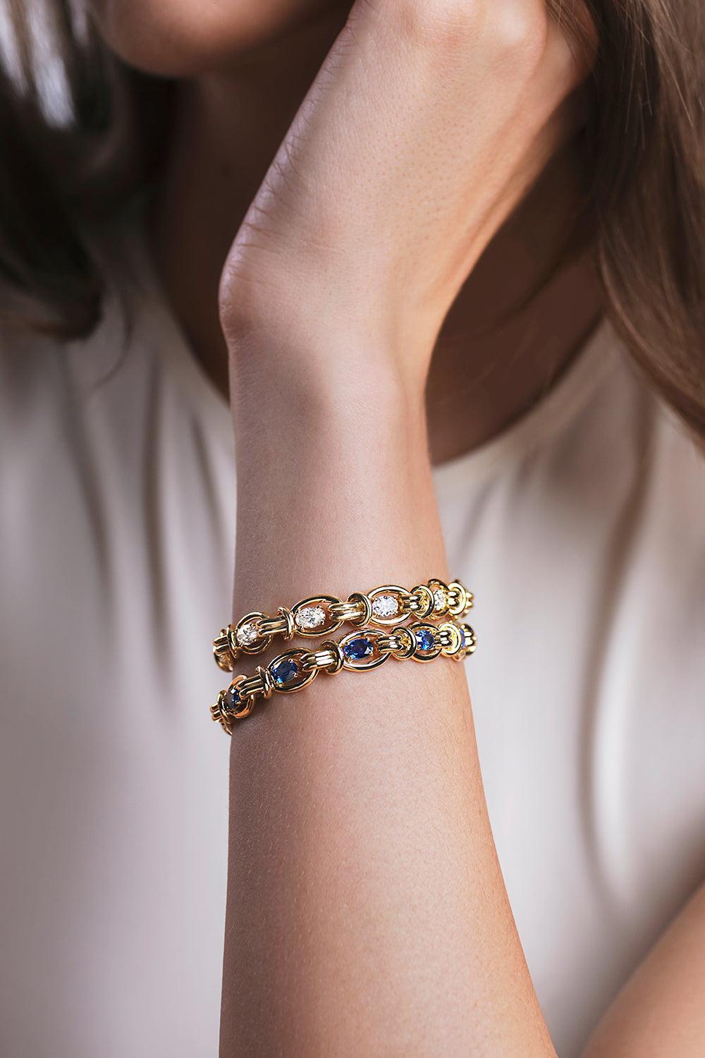 Diamond Oval Rocky Bracelet-YELLOW GOLD-JEWELRYFINE JEWELBRACELET O-MELISSA KAYE