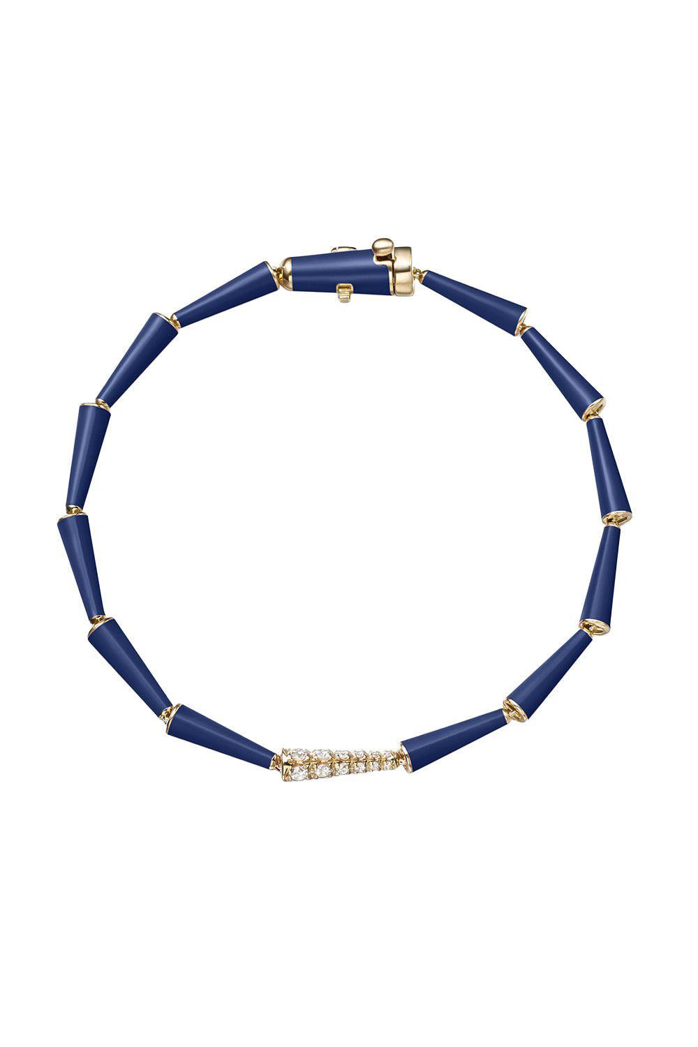 Navy Lola Partial Diamond Linked Bracelet-YELLOW GOLD-JEWELRYFINE JEWELBRACELET O-MELISSA KAYE