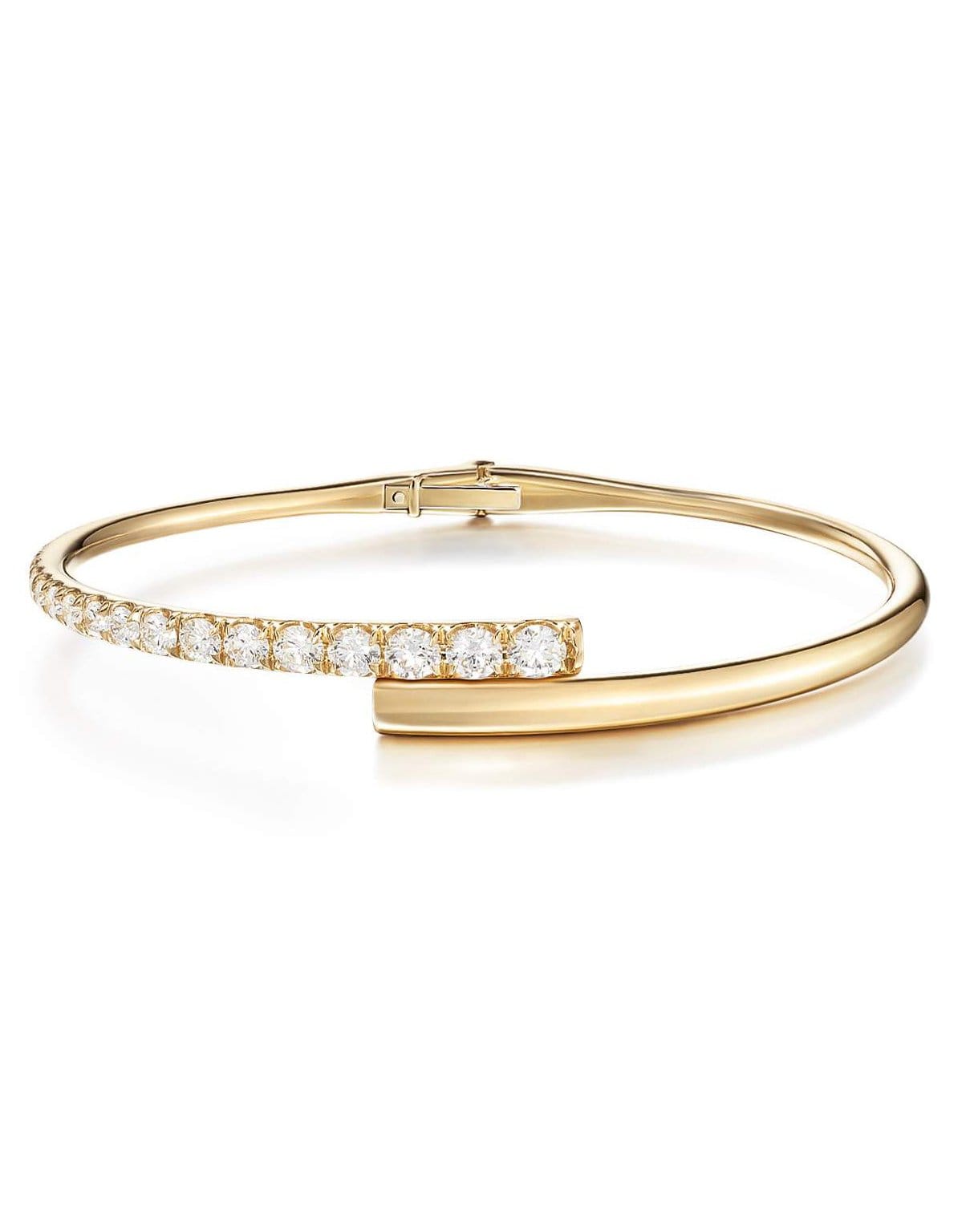 MELISSA KAYE-Partial Diamond Lola Cuff-YELLOW GOLD