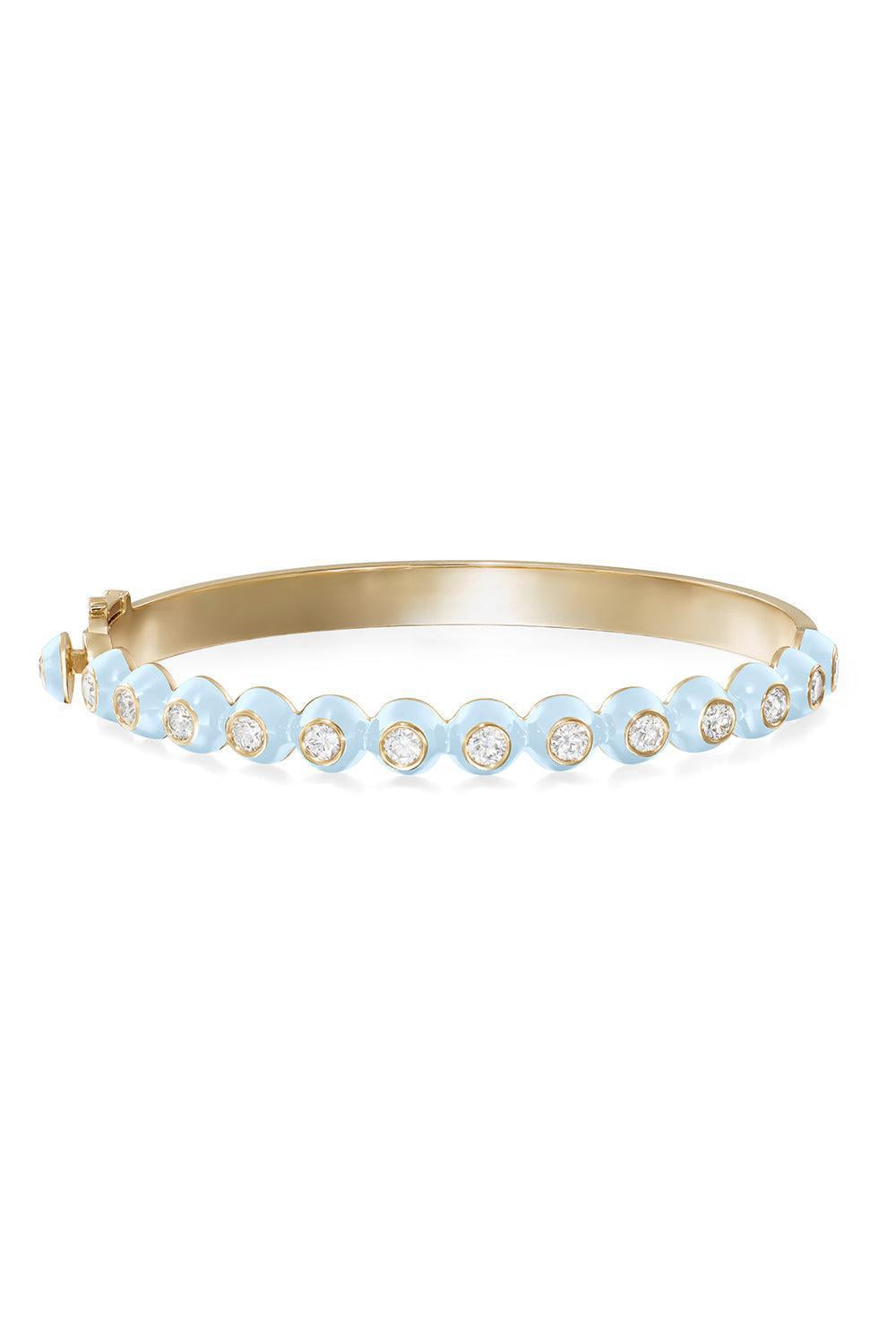 Pastel Blue Audrey Hinged Bangle Bracelet-YELLOW GOLD-JEWELRYFINE JEWELBRACELET O-MELISSA KAYE