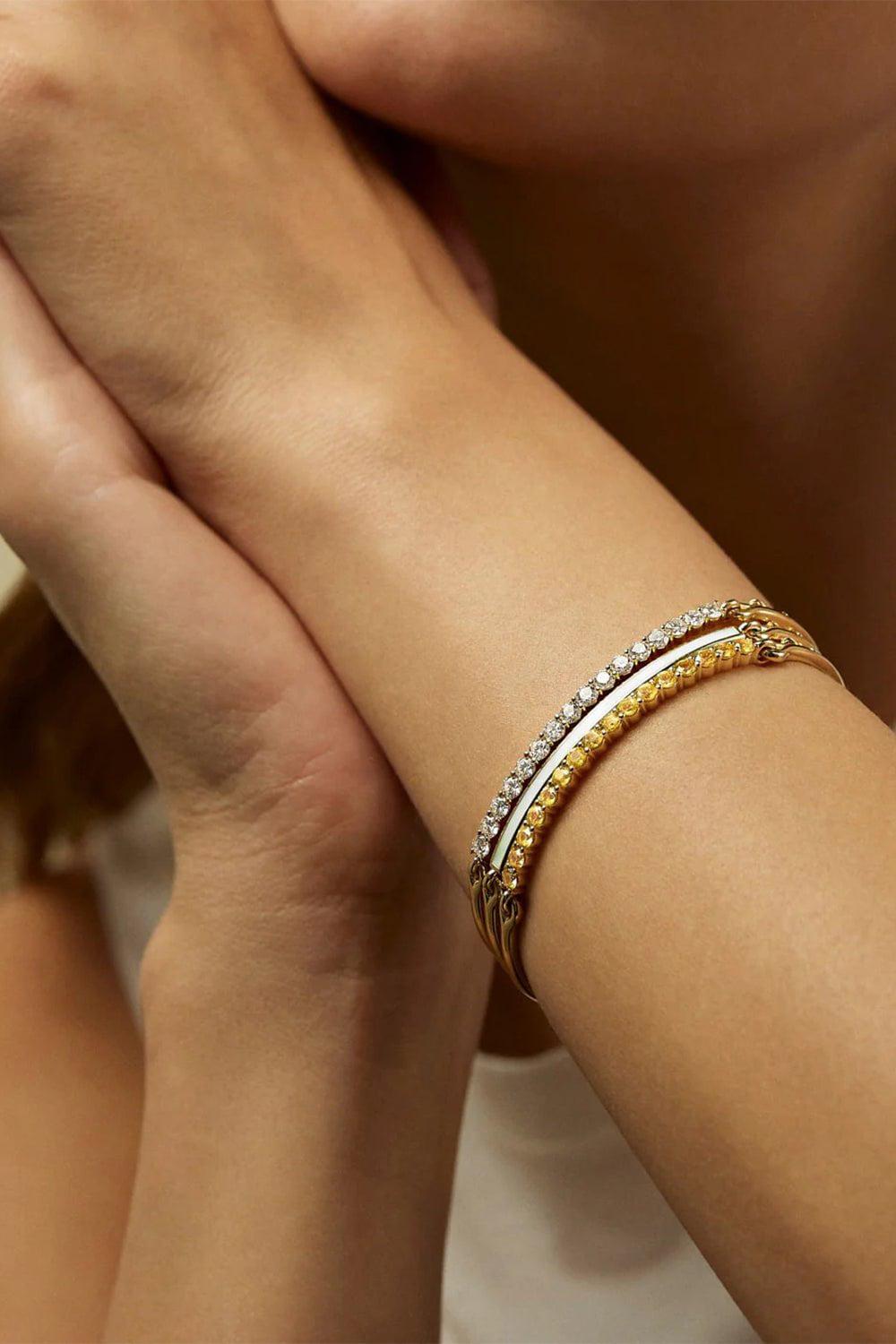 MELISSA KAYE-White Lenox Bracelet-YELLOW GOLD