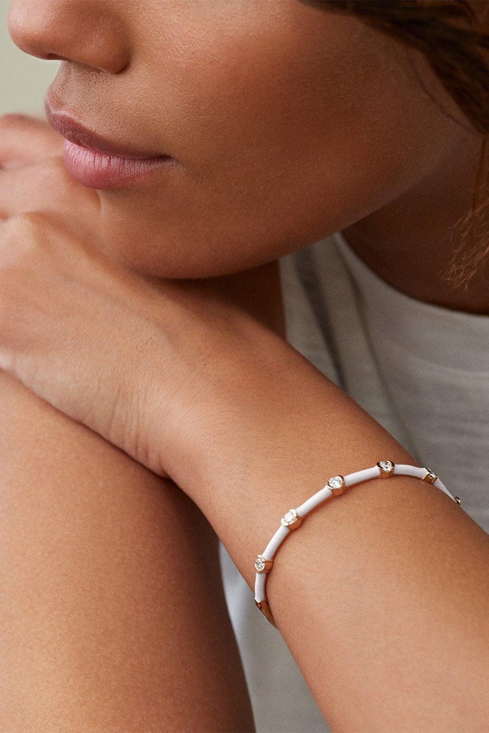 MELISSA KAYE-White Zea Cuff-YELLOW GOLD