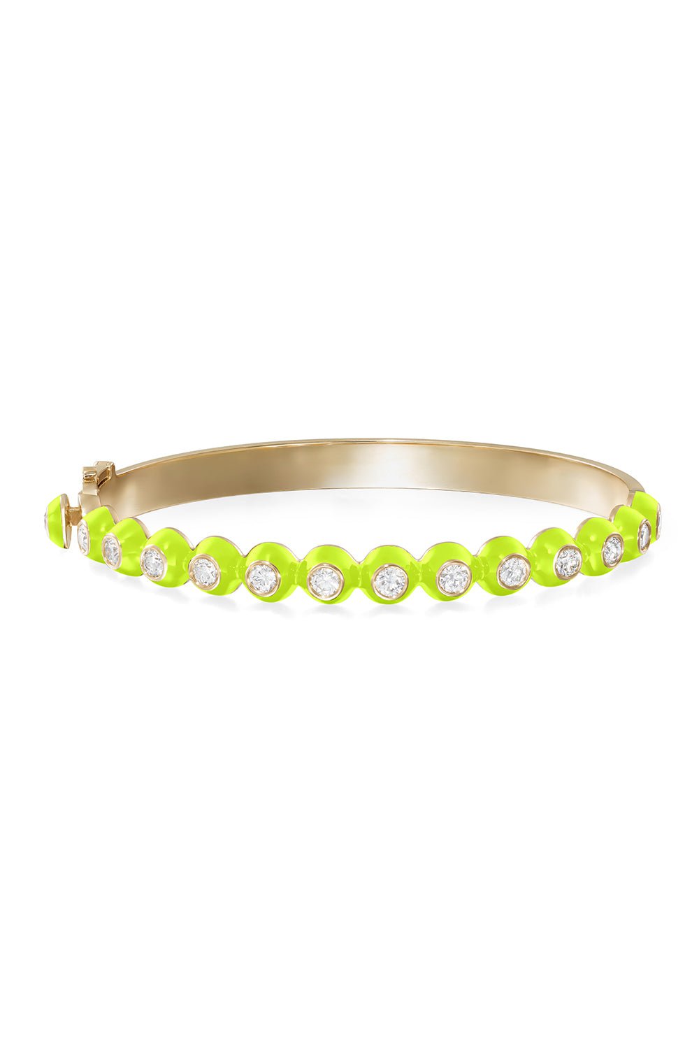 MELISSA KAYE-Neon Yellow Audrey Hinged Bangle Bracelet-YELLOW GOLD