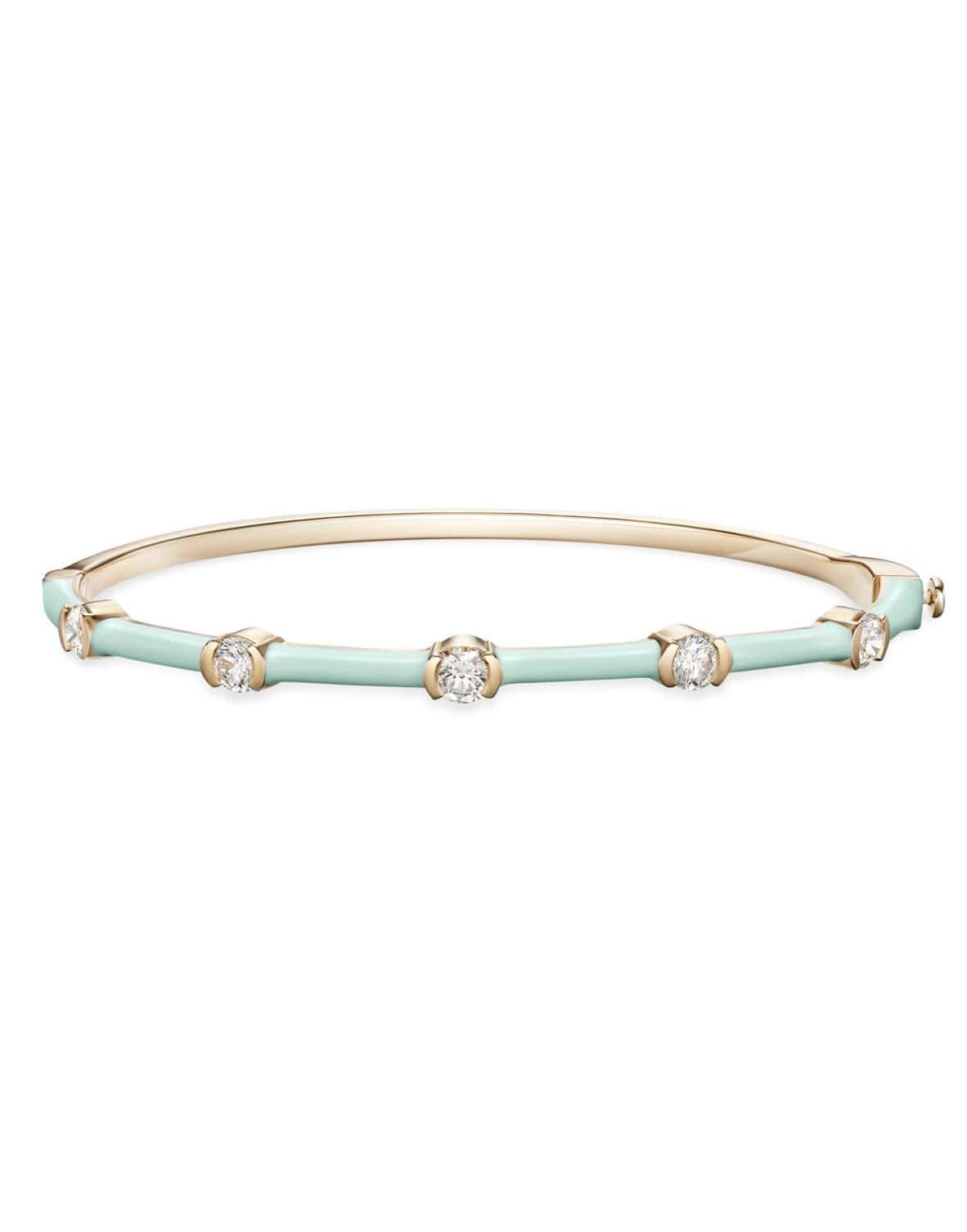 MELISSA KAYE-Zea Pastel Green Bracelet-YELLOW GOLD