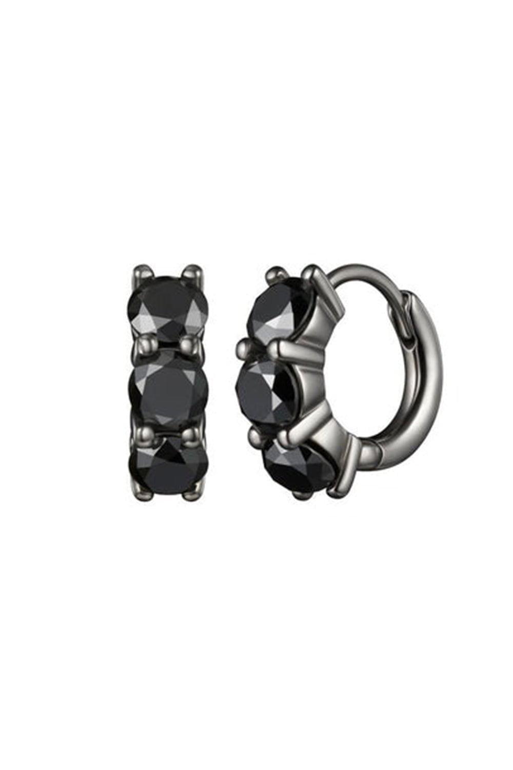 MELISSA KAYE-Black Diamond Sadie Huggie Hoop Earrings-BLACK GOLD
