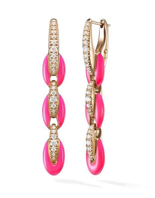 MELISSA KAYE-Ada Pink Enamel and Diamond Earrings-ROSE GOLD