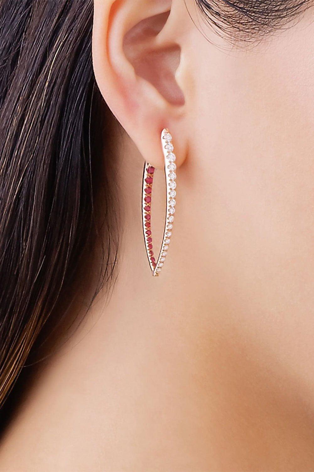 MELISSA KAYE-Diamond Ruby Cristina Large Earrings-ROSE GOLD