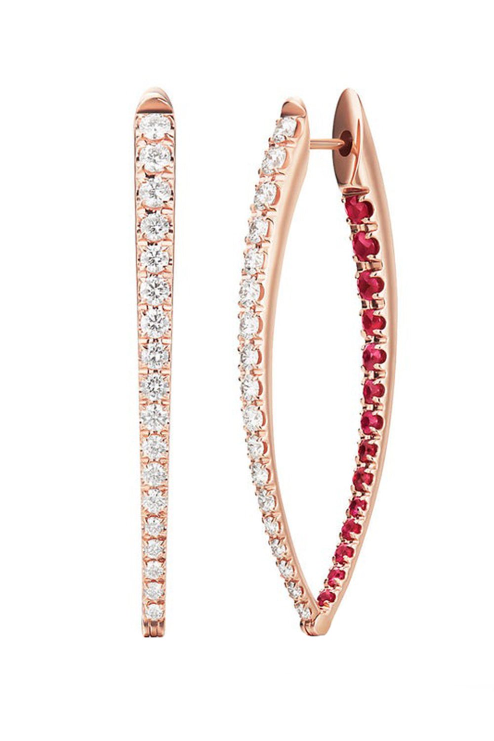 MELISSA KAYE-Diamond Ruby Cristina Large Earrings-ROSE GOLD