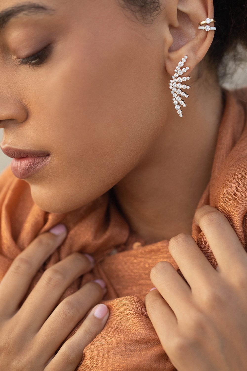 MELISSA KAYE-Maya Mismatch Diamond Earrings-ROSE GOLD