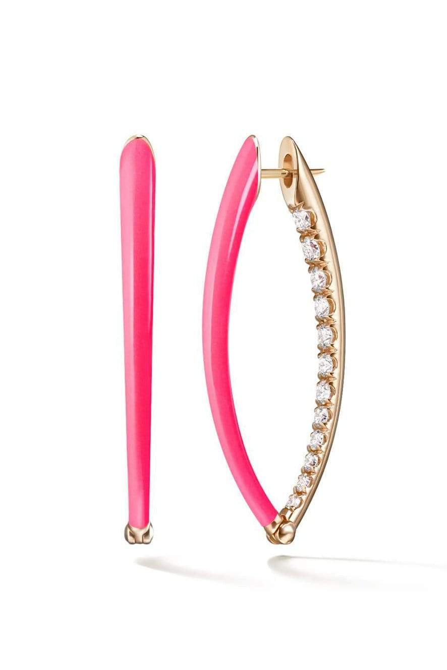 MELISSA KAYE-Medium Neon Pink Cristina Earrings-ROSE GOLD