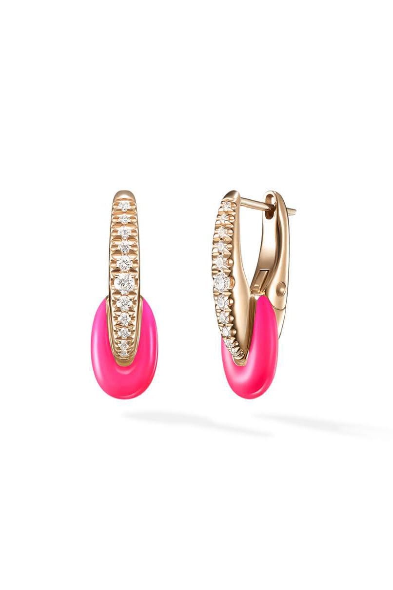 MELISSA KAYE-Neon Pink Ada Huggie Hoop Earrings - Rose Gold-ROSE GOLD