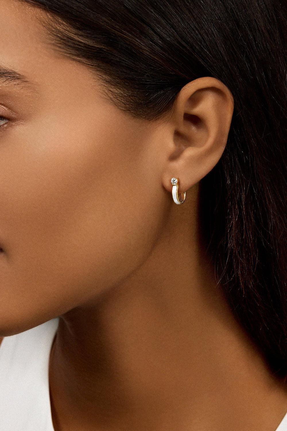 Neon Pink Small Diamond Honey Hoop Earrings-ROSE GOLD-S-JEWELRYFINE JEWELEARRING-MELISSA KAYE