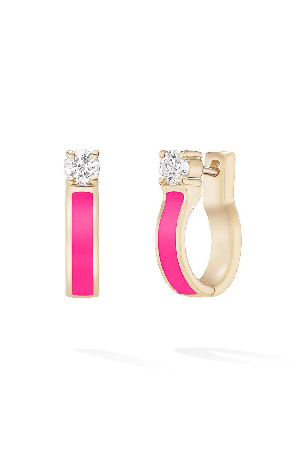 Neon Pink Small Diamond Honey Hoop Earrings-ROSE GOLD-S-JEWELRYFINE JEWELEARRING-MELISSA KAYE