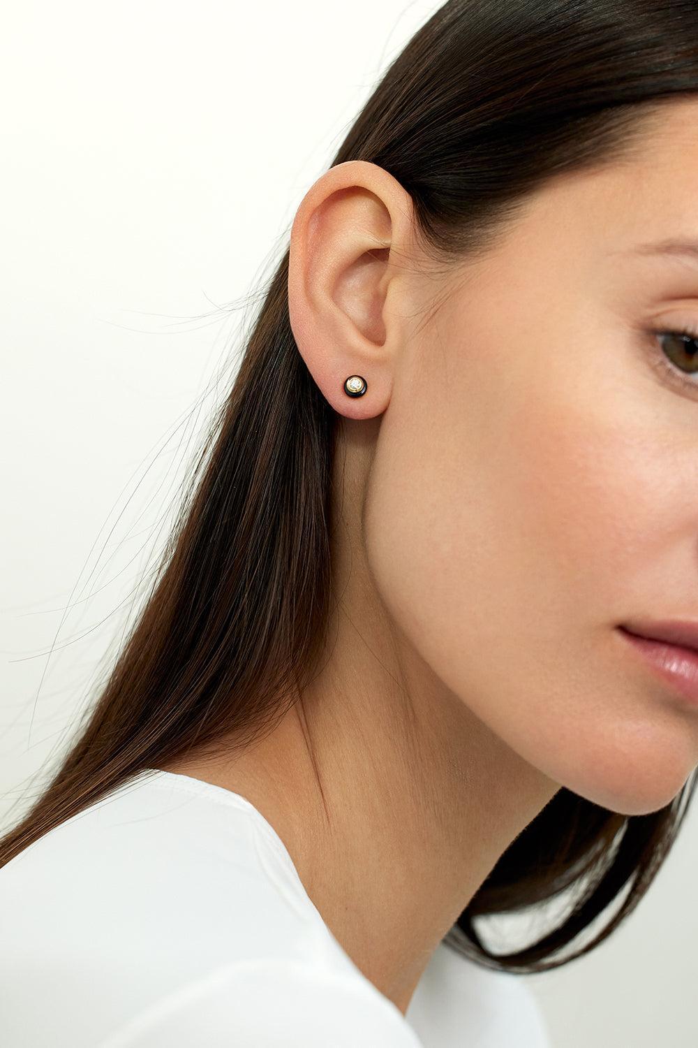 Small Neon Pink Audrey Diamond Stud Earrings-ROSE GOLD-S-JEWELRYFINE JEWELEARRING-MELISSA KAYE