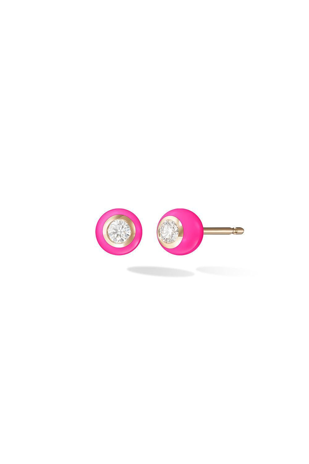 Small Neon Pink Audrey Diamond Stud Earrings-ROSE GOLD-S-JEWELRYFINE JEWELEARRING-MELISSA KAYE