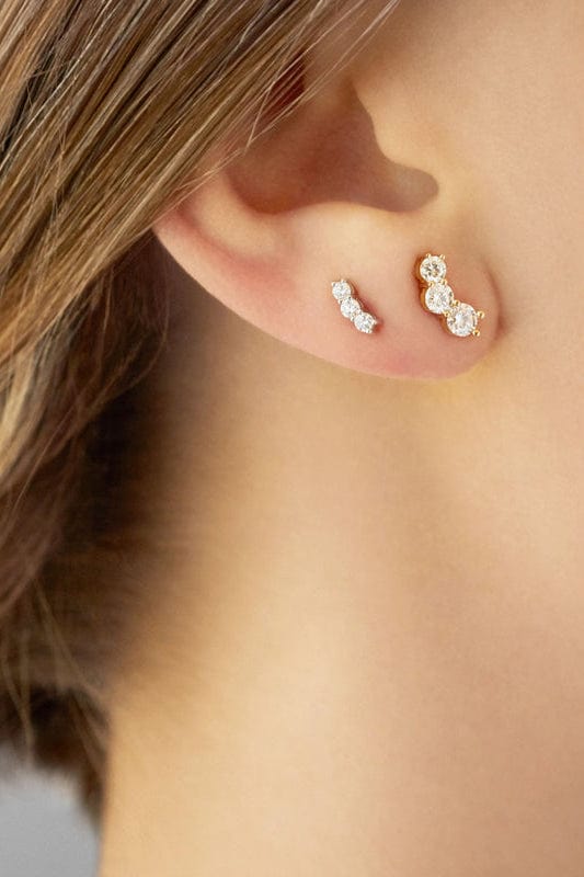 MELISSA KAYE-Aria Triplet Studs-WHITE GOLD