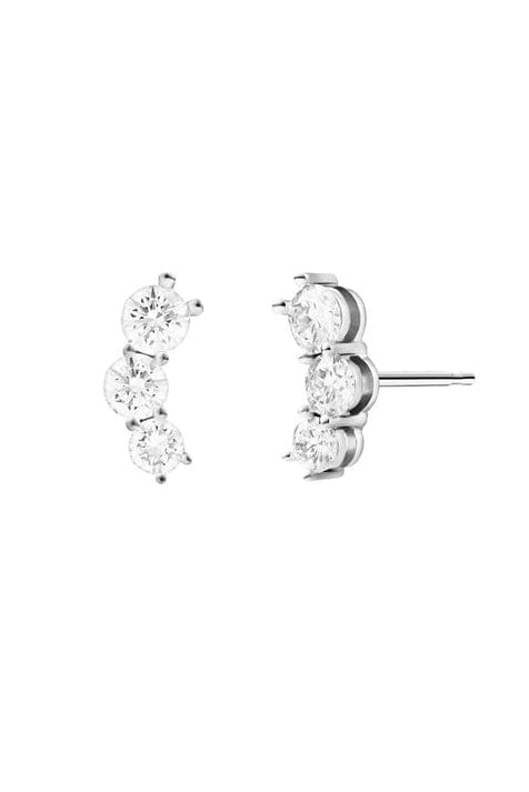 MELISSA KAYE-Aria Triplet Studs-WHITE GOLD