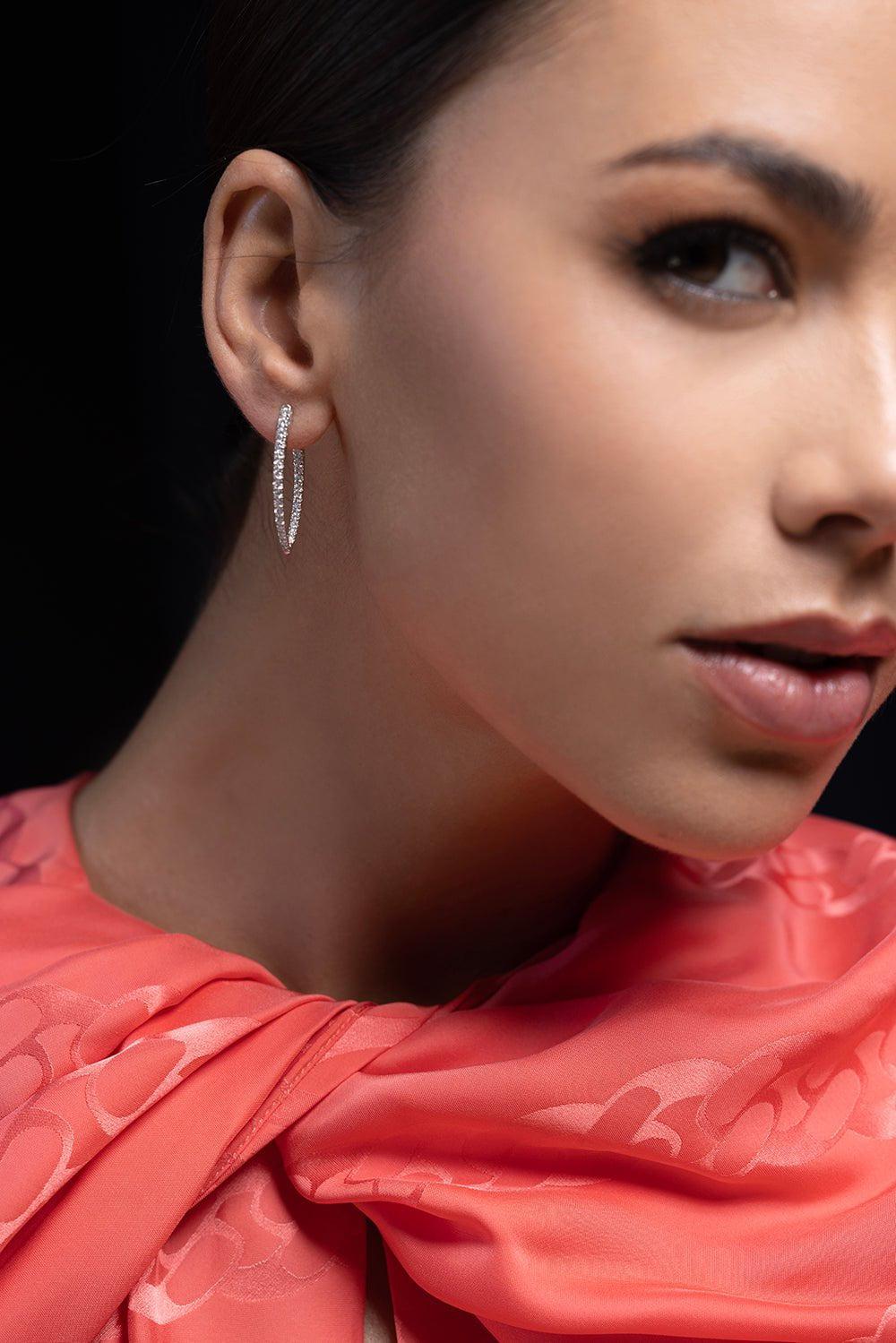 MELISSA KAYE-Medium Cristina Diamond Earrings - White Gold-WHITE GOLD