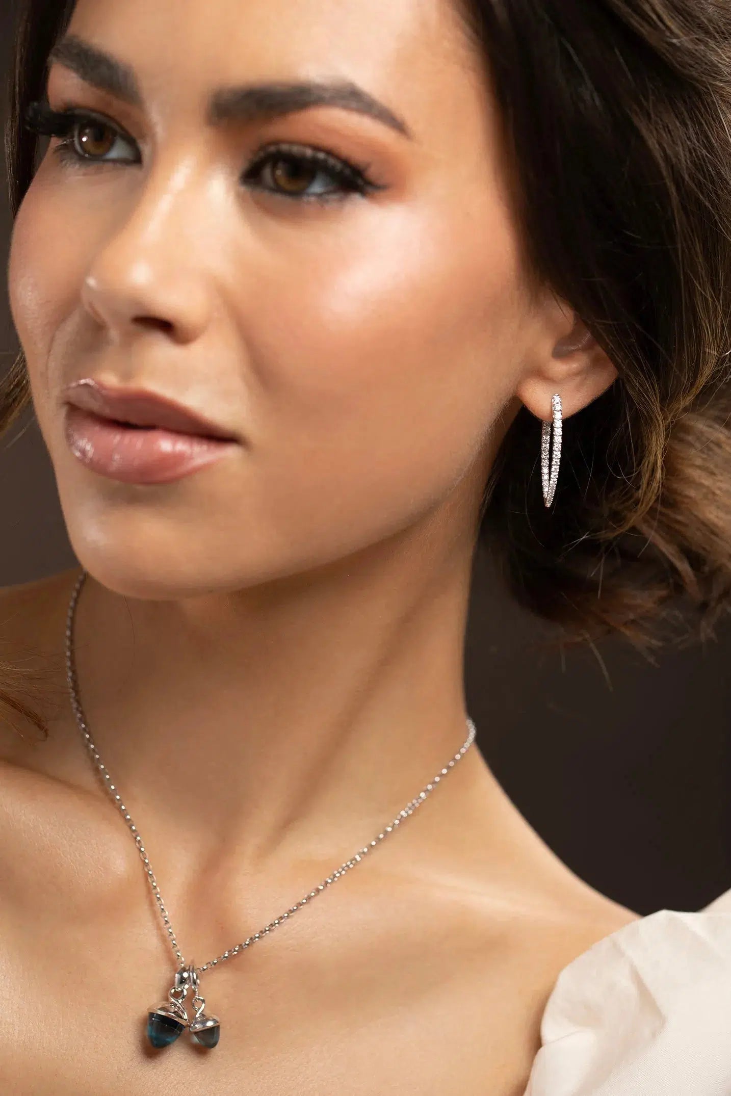MELISSA KAYE-Medium Cristina Diamond Earrings - White Gold-WHITE GOLD