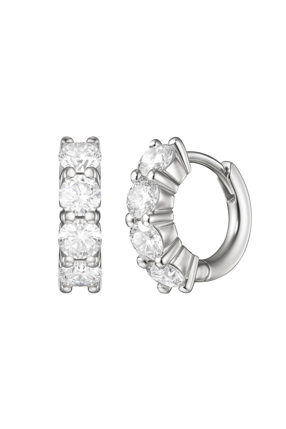 MELISSA KAYE-Sadie Huggie Hoop Earrings-WHITE GOLD