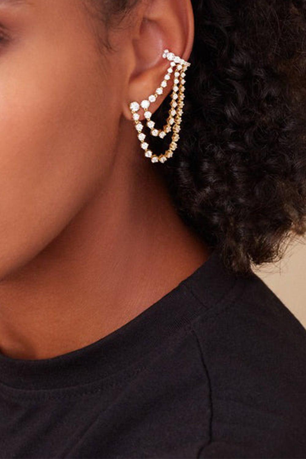MELISSA KAYE-Sadie Triple Draped Earring-WHITE GOLD