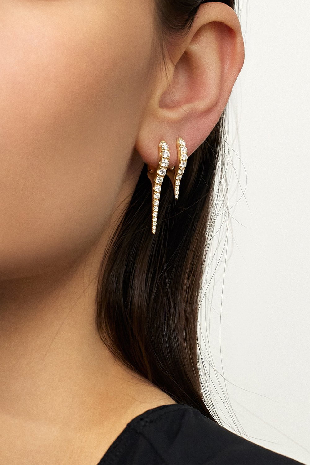 MELISSA KAYE-Small Diamond Lola Needle Earrings - White Gold-WHITE GOLD