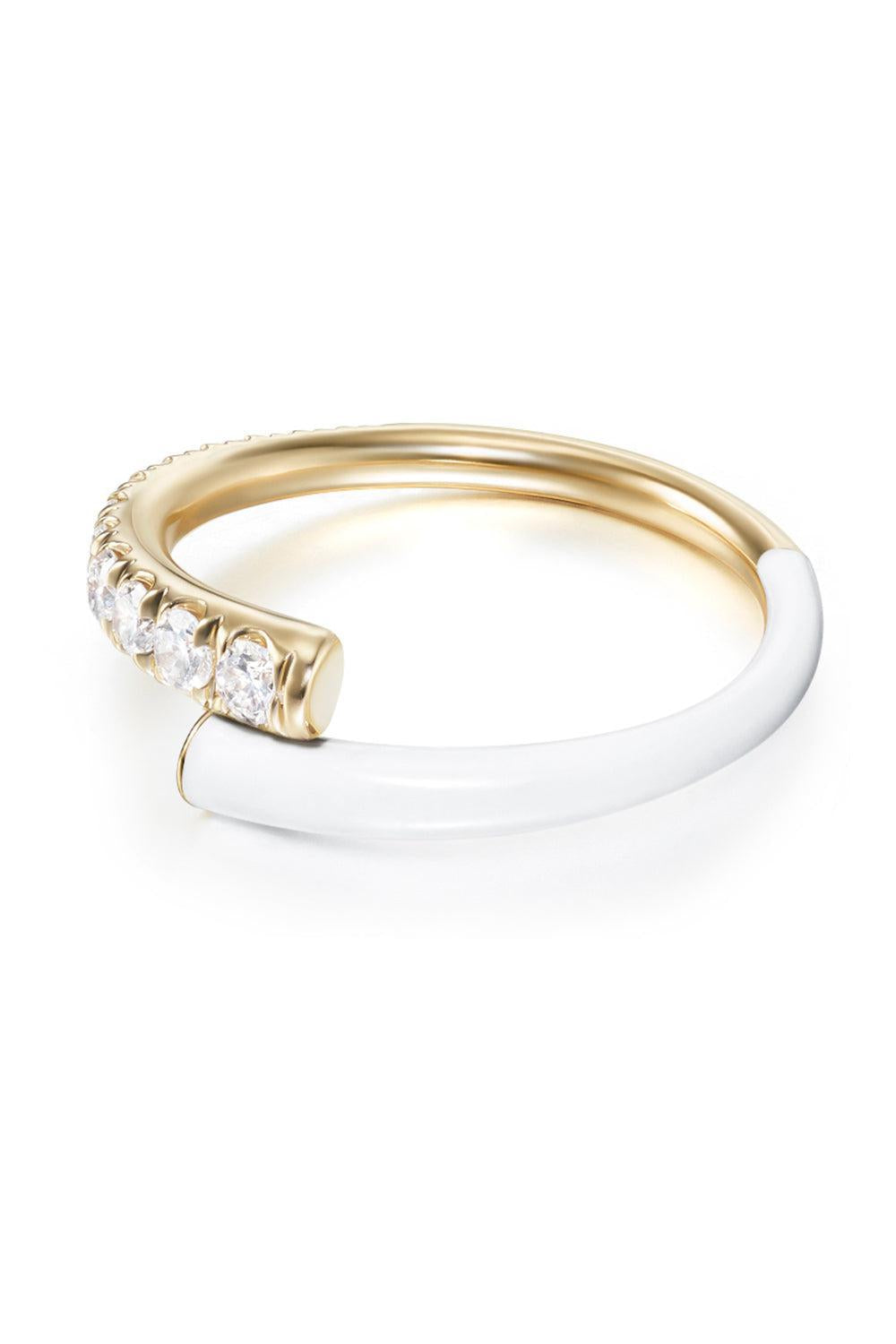 White Enamel Lola Pinky Ring-YELLOW GOLD-3.5-JEWELRYFINE JEWELEARRING-MELISSA KAYE