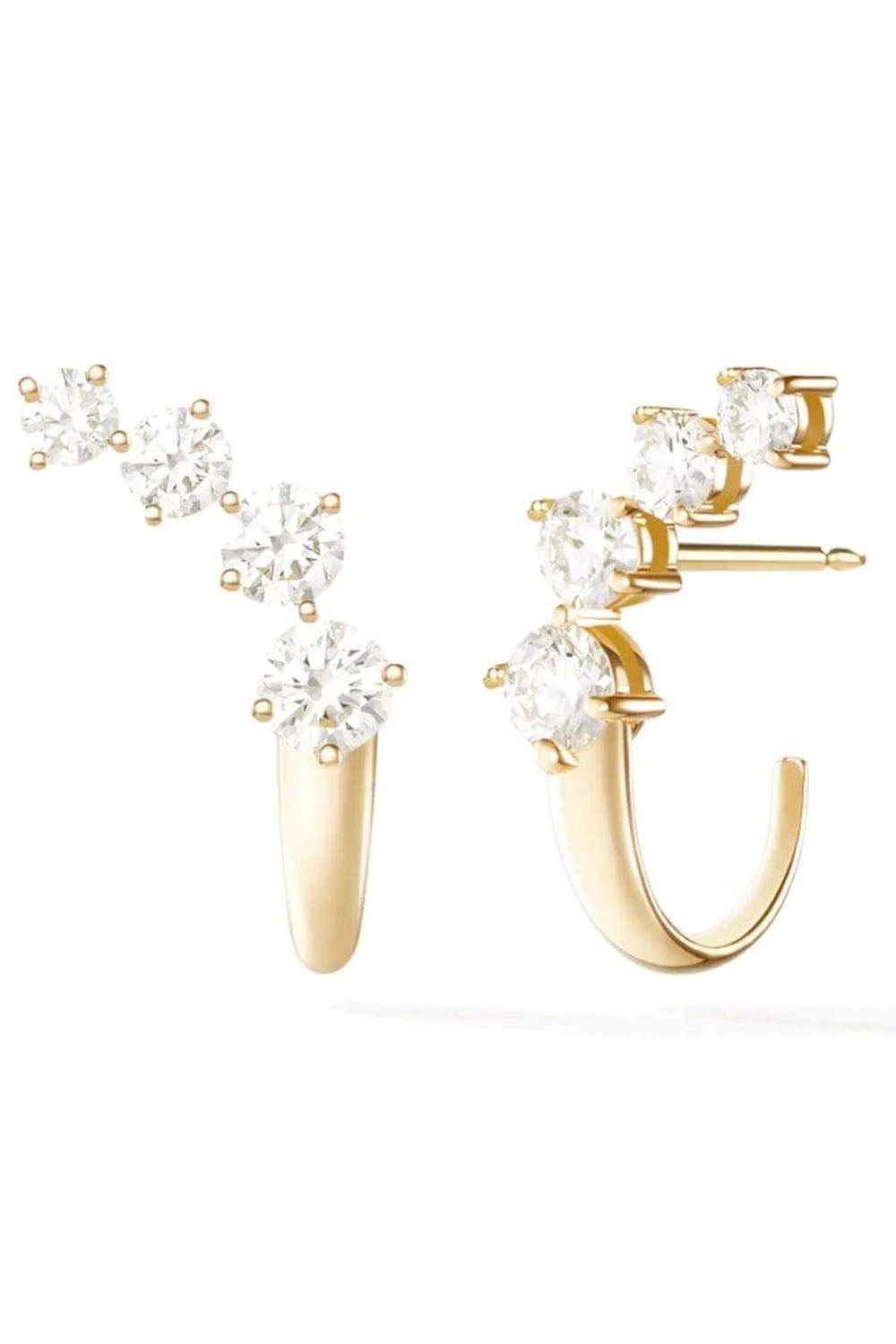 MELISSA KAYE-Aria Dagger Diamond Huggie Hoops-YELLOW GOLD