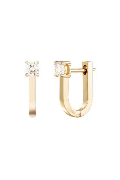 MELISSA KAYE-Aria U Huggie Hoops-YELLOW GOLD