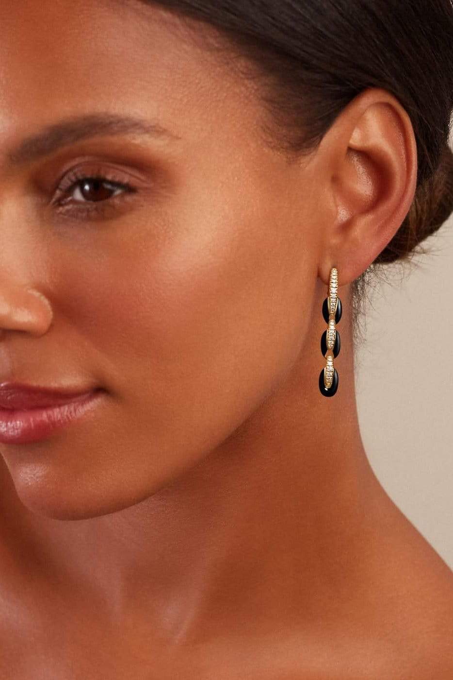 MELISSA KAYE-Black Ada Earring-YELLOW GOLD