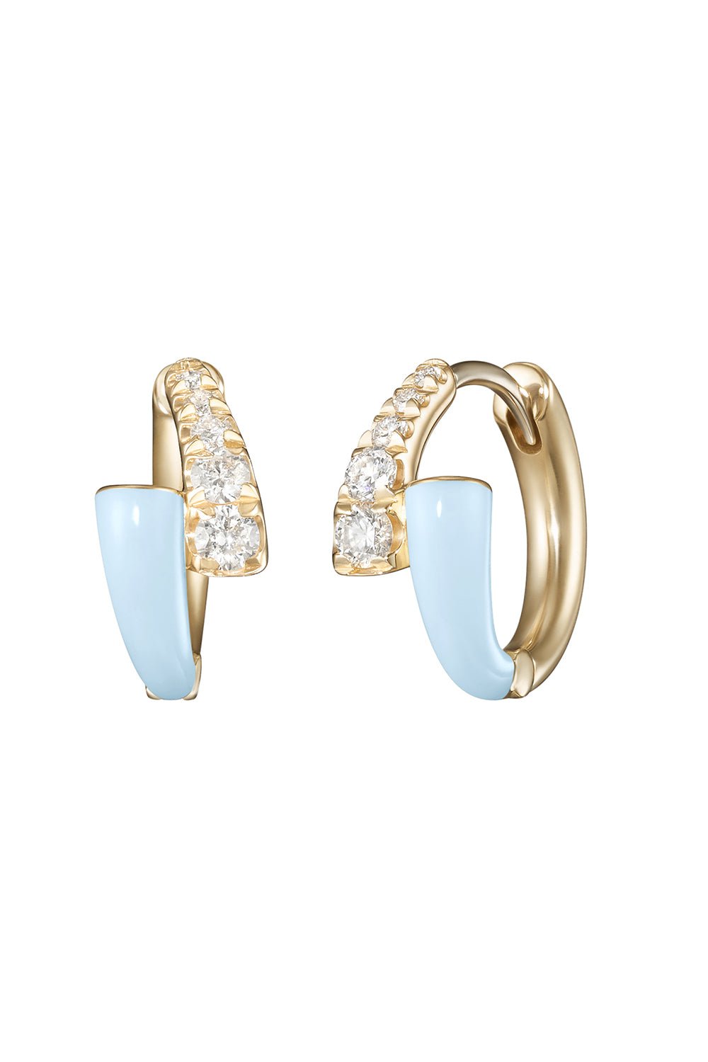 MELISSA KAYE-Pastel Blue Lola Huggie Hoop Earrings-YELLOW GOLD