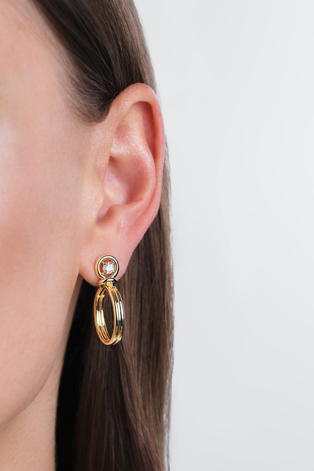 Diamond Rocky Medium Hoop Earrings-YELLOW GOLD-JEWELRYFINE JEWELEARRING-MELISSA KAYE
