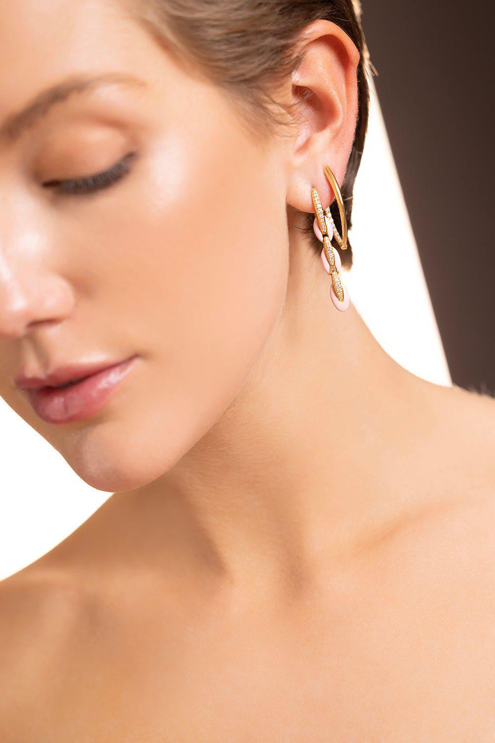 MELISSA KAYE-Large Cristina Partial Diamond Earrings-YELLOW GOLD