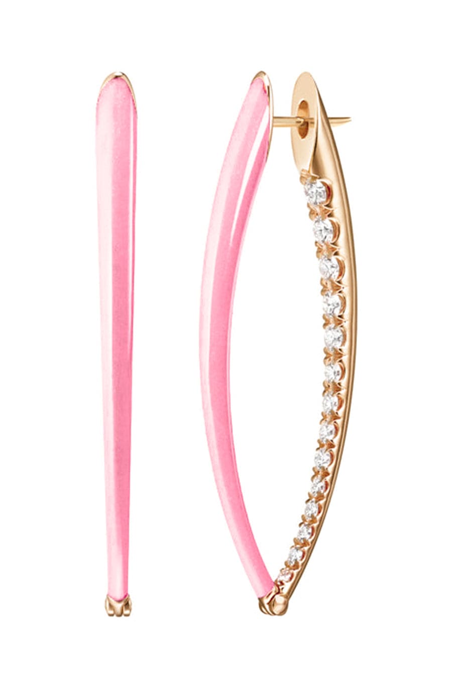 MELISSA KAYE-Large Marissa Pink Cristina Earrings-YELLOW GOLD