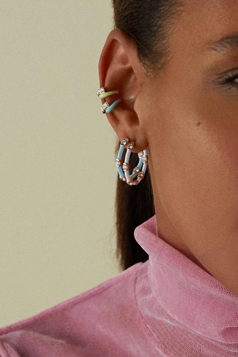 MELISSA KAYE-Lola Earcuff - Blue-YELLOW GOLD