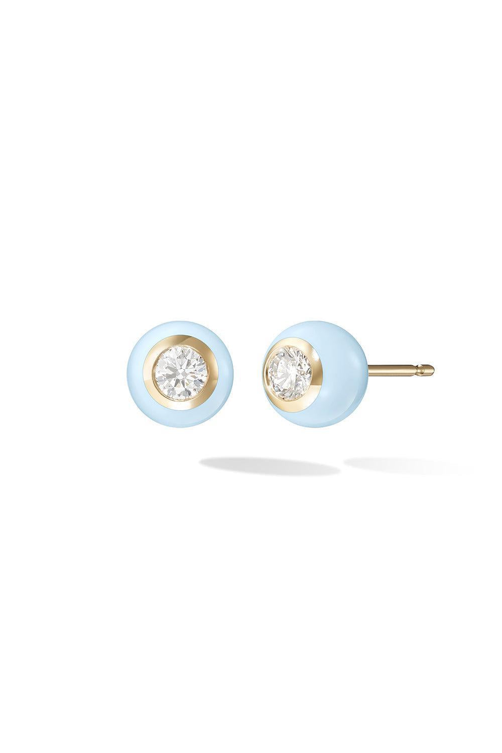 Medium Pastel Blue Audrey Stud Earrings-YELLOW GOLD-M-JEWELRYFINE JEWELEARRING-MELISSA KAYE
