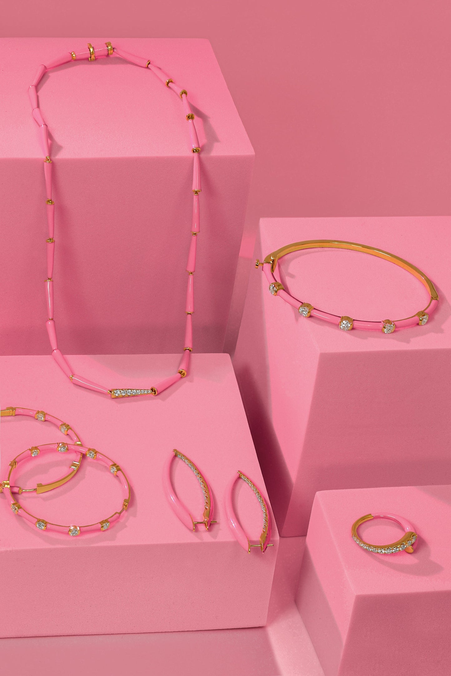 MELISSA KAYE-Marissa Pink Zea Hoops-YELLOW GOLD