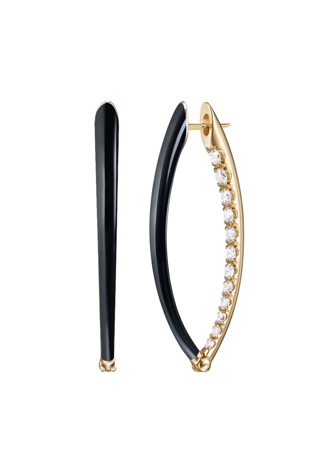 MELISSA KAYE-Medium Black Cristina Earrings-YELLOW GOLD