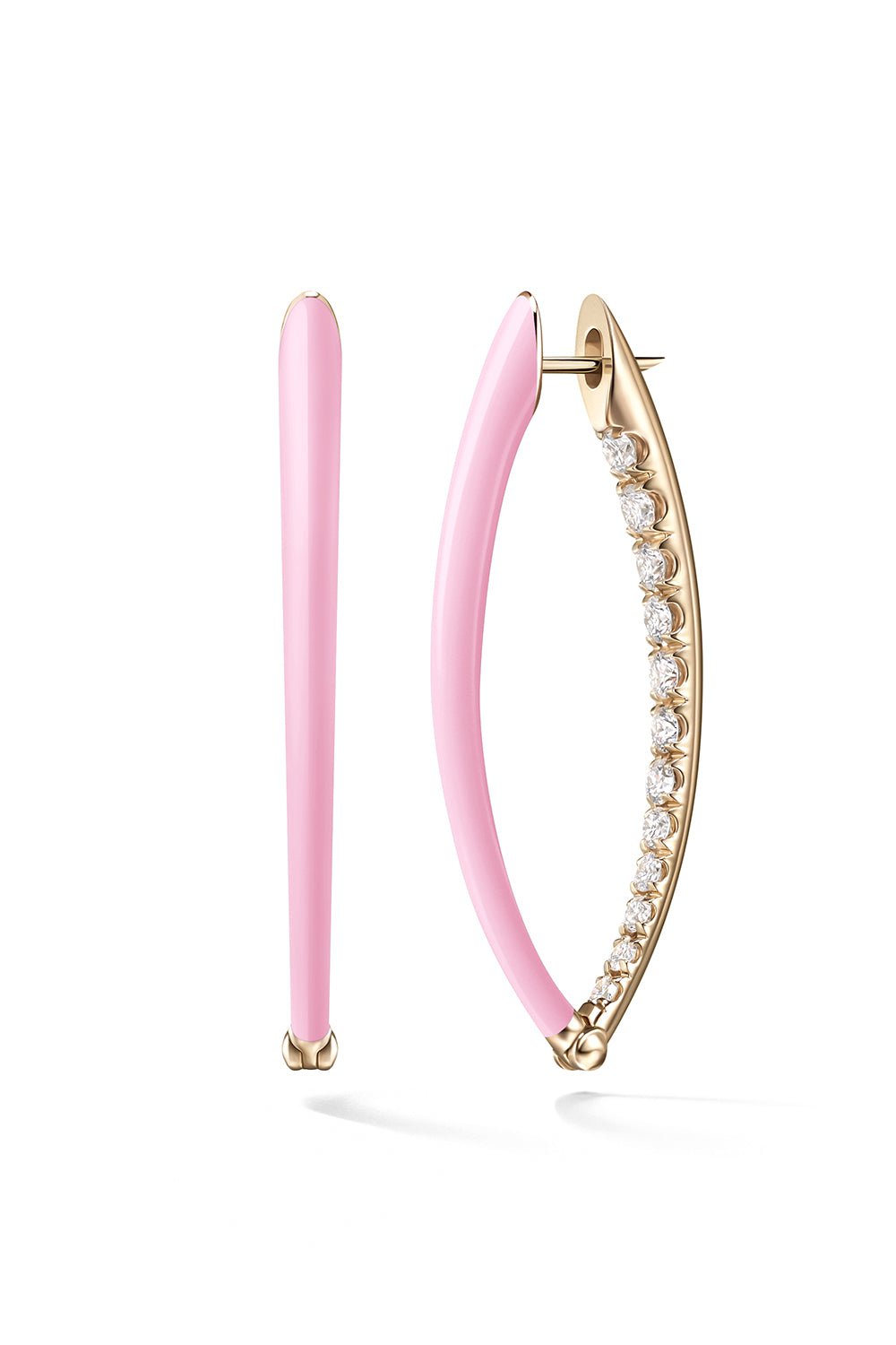 MELISSA KAYE-Medium Marissa Pink Cristina Earrings-YELLOW GOLD