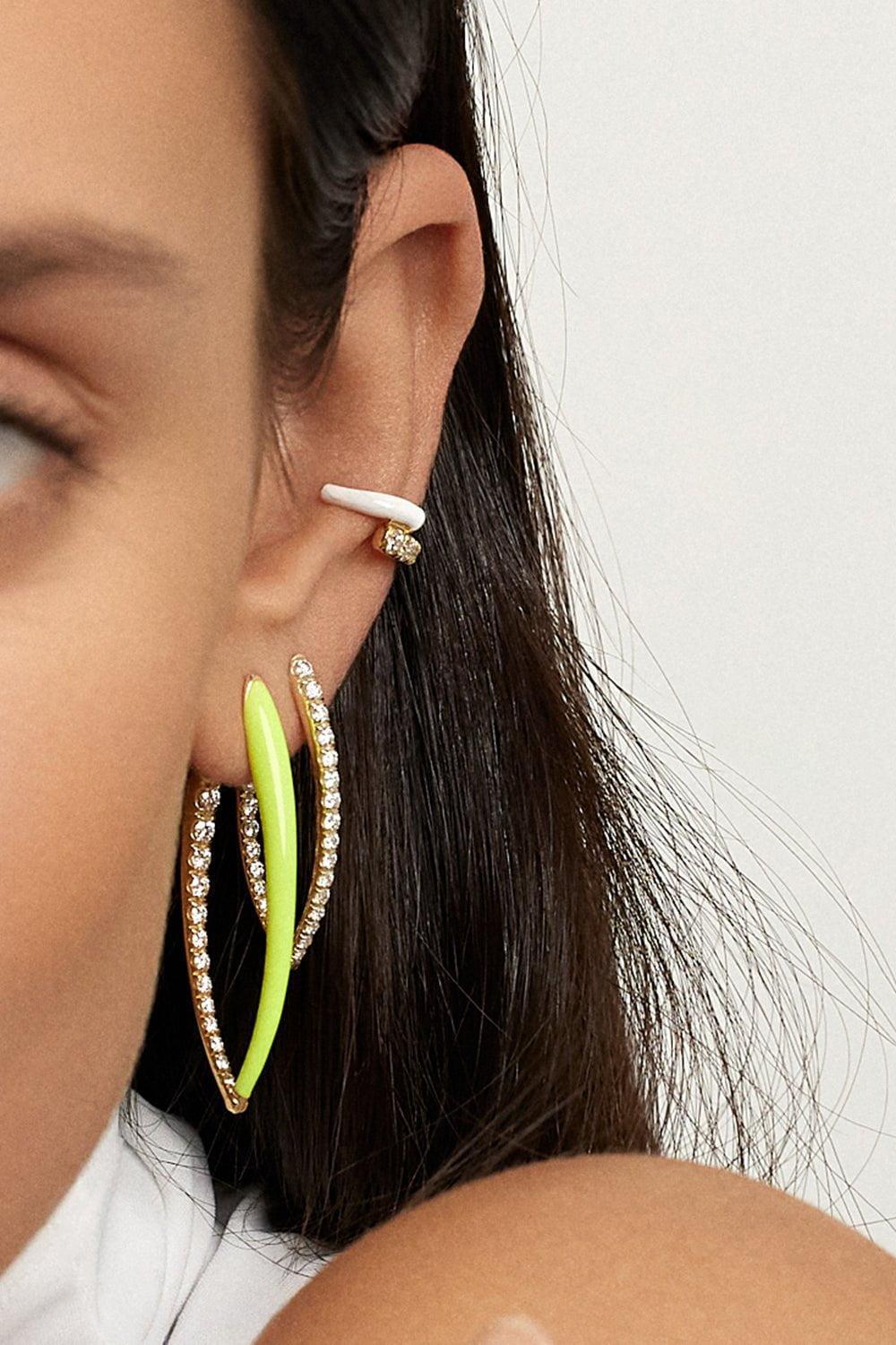 MELISSA KAYE-Medium Neon Yellow Cristina Earrings-YELLOW GOLD