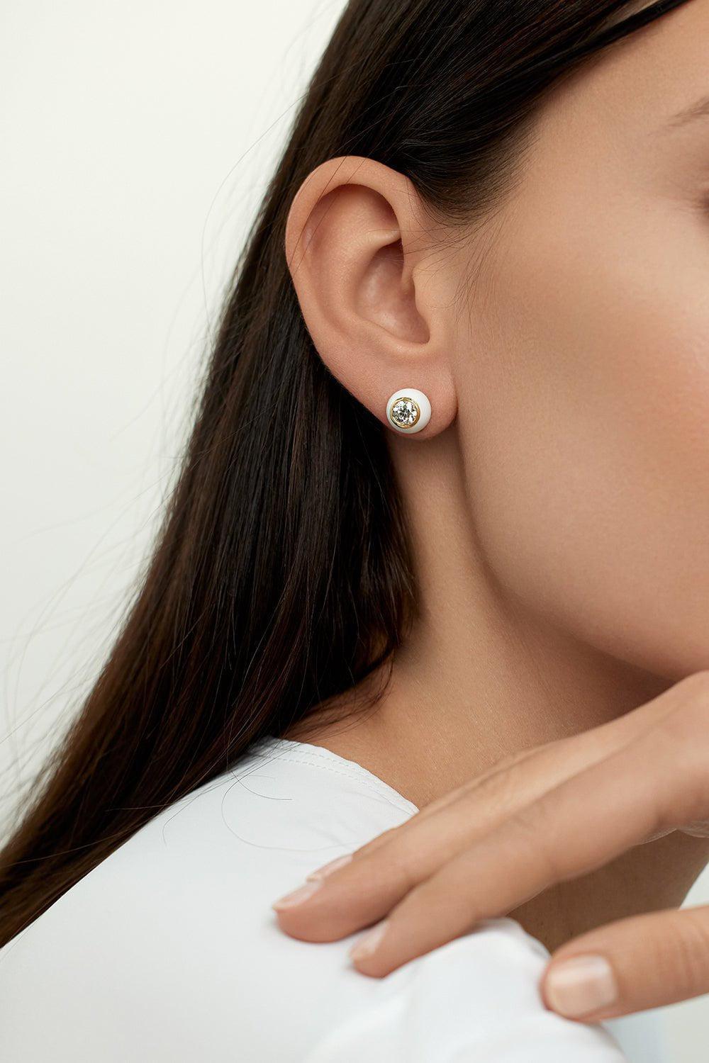 MELISSA KAYE-Neon Yellow Large Audrey Stud Earrings-YELLOW GOLD