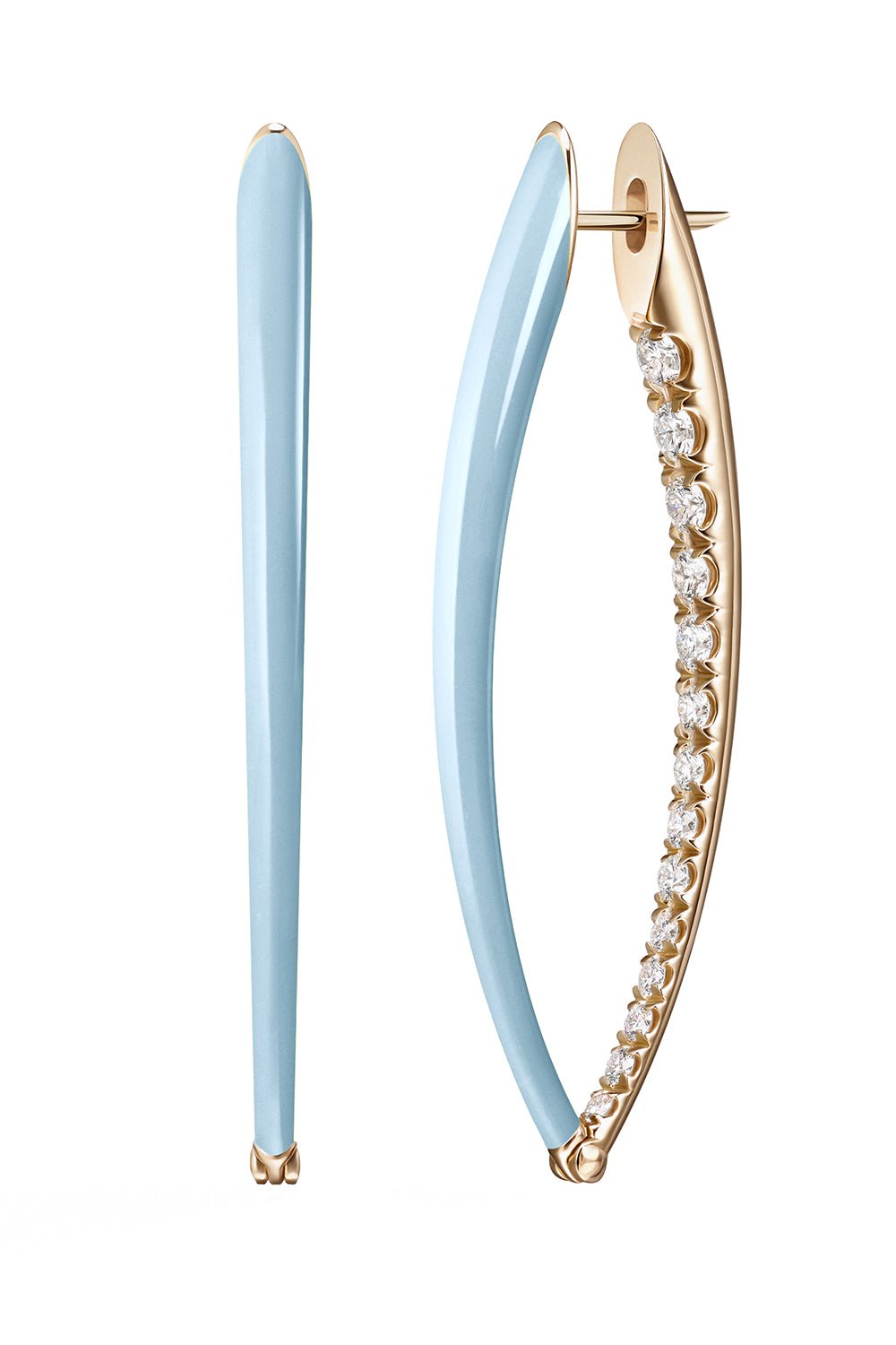 MELISSA KAYE-Medium Pastel Blue Cristina Earrings-YELLOW GOLD