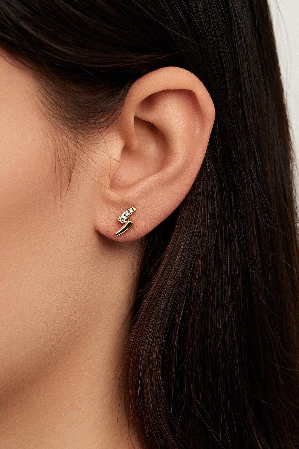 Partial Diamond Lola Stud Earrings-YELLOW GOLD-JEWELRYFINE JEWELEARRING-MELISSA KAYE