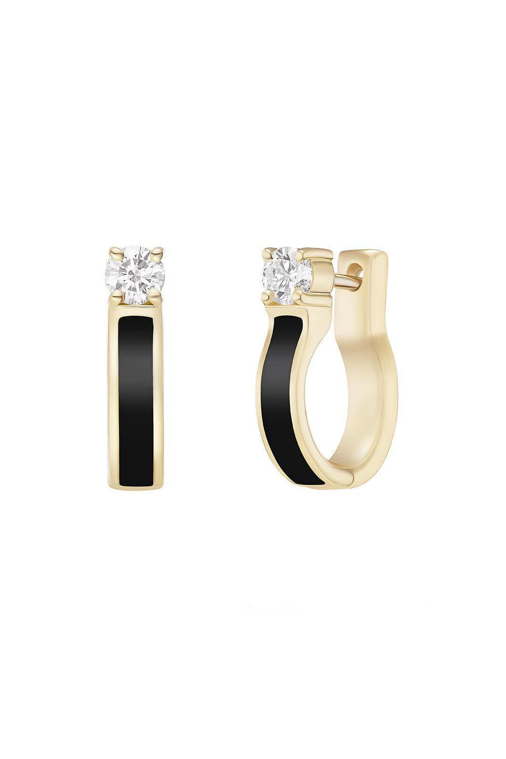 Small Black Honey Diamond Hoop Earrings-YELLOW GOLD-S-JEWELRYFINE JEWELEARRING-MELISSA KAYE