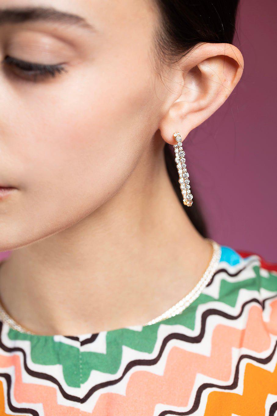 MELISSA KAYE-Small Ashley Diamond Hoop Earrings-YELLOW GOLD